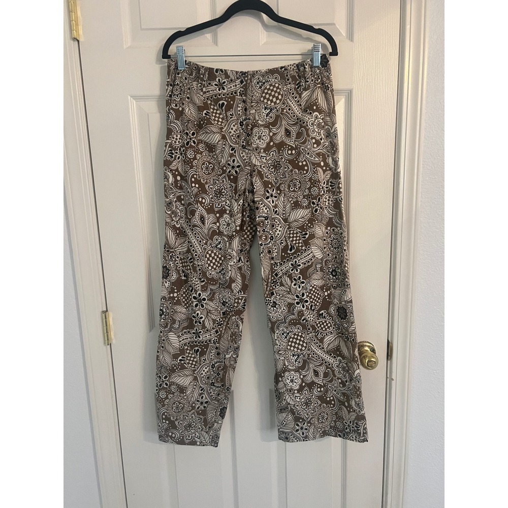 Talbots Boho Paisley Floral Print Cotton Pants Women's 8